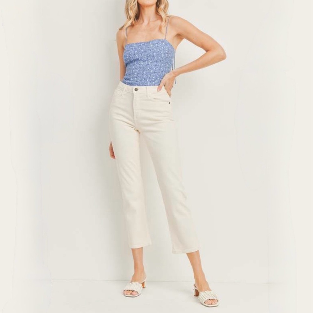 Just Black Denim Cigarette Straight Leg Jeans in Eggnog (Off-White) (28)